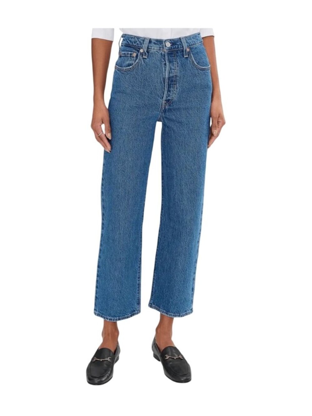 Levis Ribcage Straight Ankle Jeans W27 L27 Blue High Rise Denim